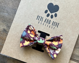 Tiny Fall Leaves Dog Bow Tie