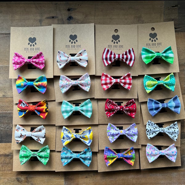 Small Dog and Cat Bowties and Bows  / Sale / Pet / 3 Inch Bow Tie / Boy Dog / Girl Dog / Boy Cat / Girl Cat / New Puppy / Kitten / Birthday