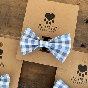 Light Blue Gingham Dog Bow Tie / Dog Bow Tie / Dog / Boy Dog / Summer Dog / Birthday Dog / Pets and Love Boutique / Puppy / Cat Bow tie