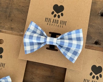 Light Blue Gingham Dog Bow Tie / Dog Bow Tie / Dog / Boy Dog / Summer Dog / Birthday Dog / Pets and Love Boutique / Puppy / Cat Bow tie