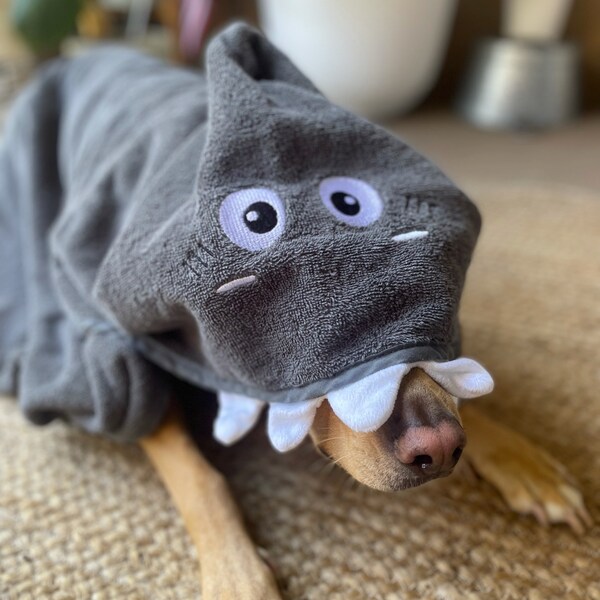 Shark / Dog Bath Towel / Dog Beach Towel / Dog Towel / Shark Week / Hooded Shark Towel / Pets and Love Boutique / Dog Birthday / Dog Mom