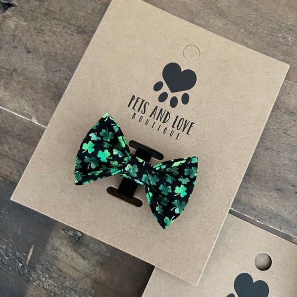 Shamrocks Pet Bow Tie / St. Patricks Day / Dog Bow Tie / Cat Bow Tie / Dog / Cat / Pets and Love Boutique / Dog Birthday / Dog Mom / Dog Dad