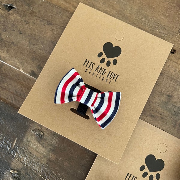 Red White and Blue Stripes Dog Bow Tie / 4th of July / Dog Birthday / Collar Bow / Pets and Love Boutique / Dog Mom / Dog Dad