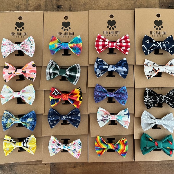 Small Dog and Cat Bowties and Bows  / Sale / Pet / 3 Inch Bow Tie / Boy Dog / Girl Dog / Boy Cat / Girl Cat / New Puppy / Kitten / Birthday