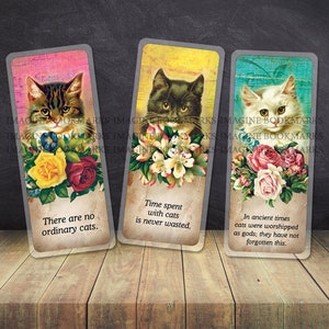 Cat lover gift, cat illustration bookmarks with quotes 07NL