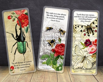 Entomologie Geschenke, Hummel, Schmetterling, Insekten Illustration Lesezeichen, 03NL