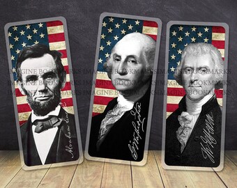 American Presidents bookmarks, Quotes by Abraham Lincoln, George Washington, Thomas Jefferson, 03IQ