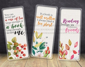Marcapáginas plastificado floral con citas de libros, regalo para lectores 06IQ