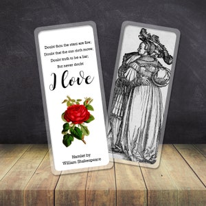 Shakespeare Bookmark Hamlet Quotes on Love Literary Gift, WSHH
