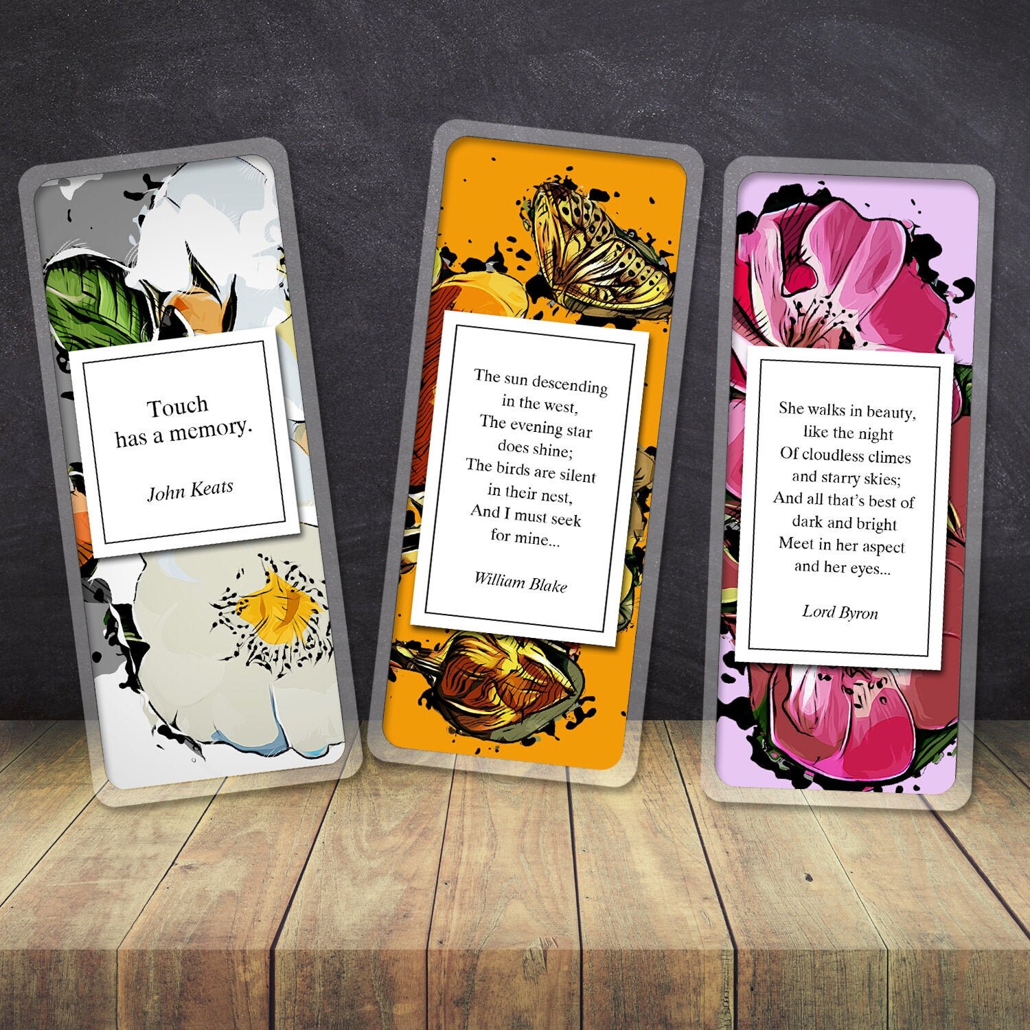 Poetry Bookmarks for Poetry Lovers, Poems by Keats, Blake and Byron