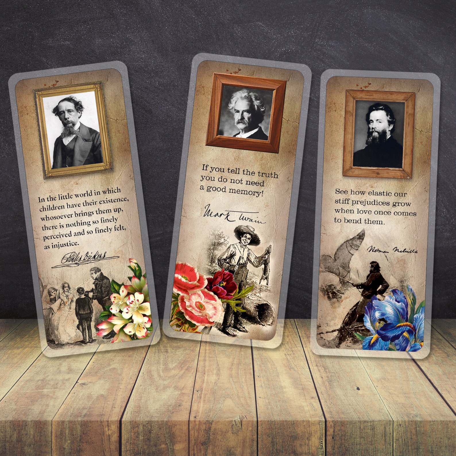 Literary Bookmarks Quotes by Charles Dickens Mark Twain and Etsy