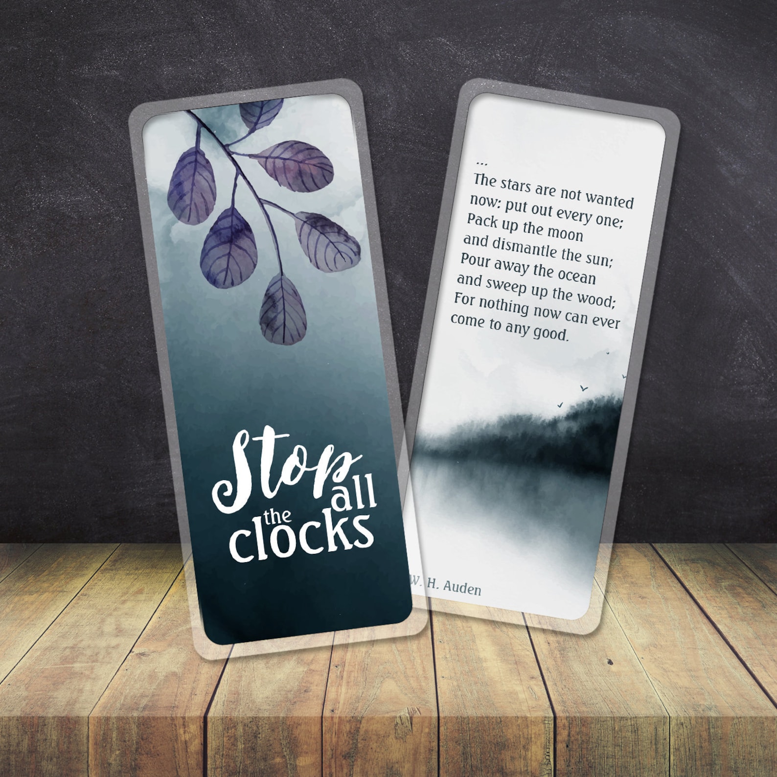 W. H. Auden Poetry Bookmark Stop All the Clocks Poem, PO07B Etsy
