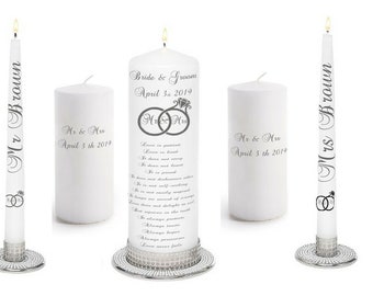Personalised Wedding//Civil Ceremony Unity Candle Set Disney Beauty and the Beast