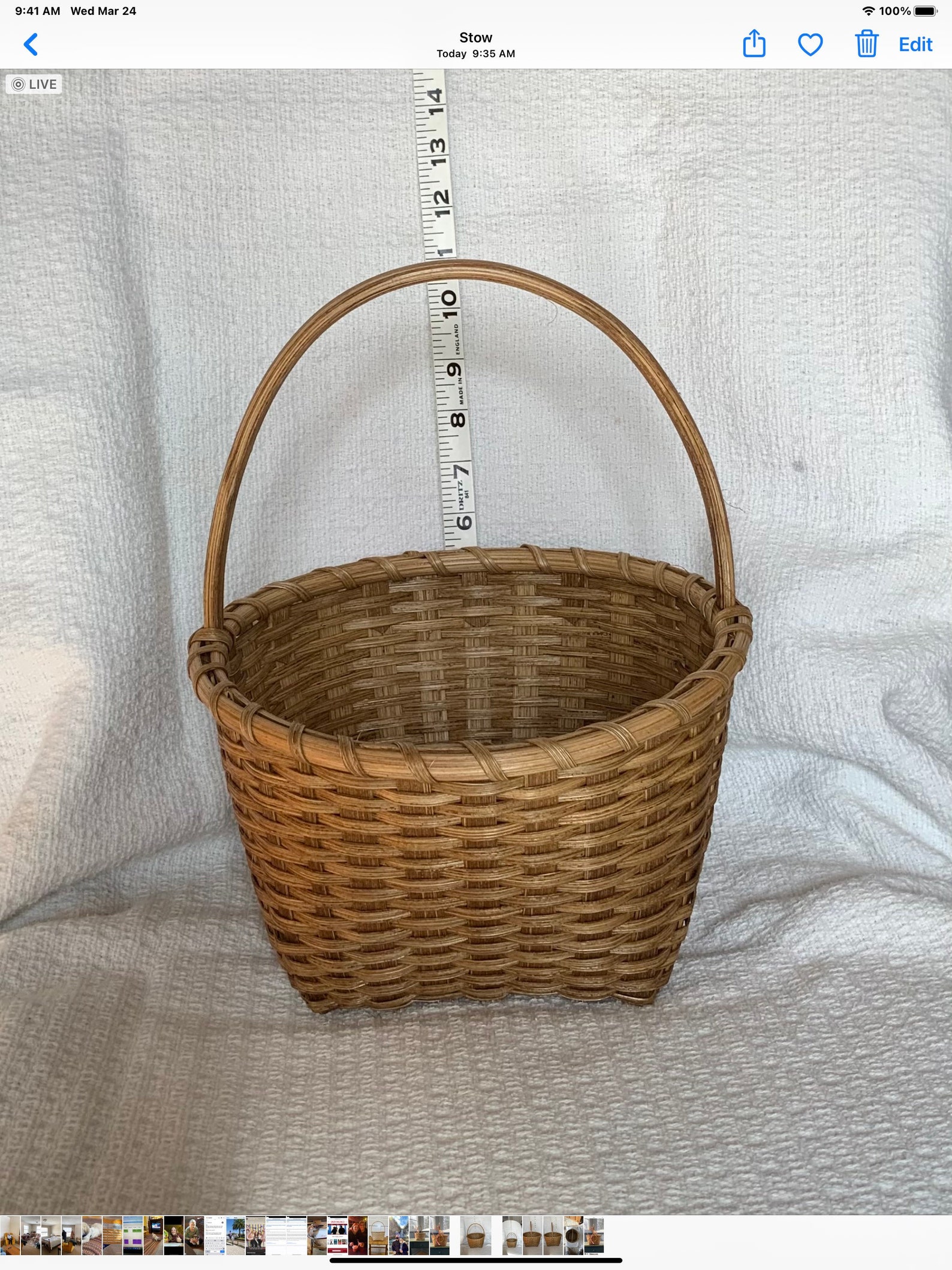 Hand woven apple basket with oak stain. Traditional woven Etsy