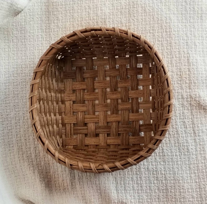 Hand Woven Napkin/bread Basket With Oak Stain. Traditional Etsy