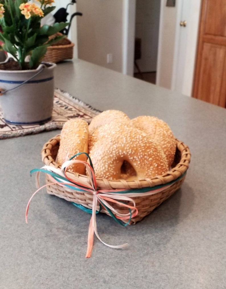 Hand Woven Napkin/bread Basket With Oak Stain. Traditional Etsy