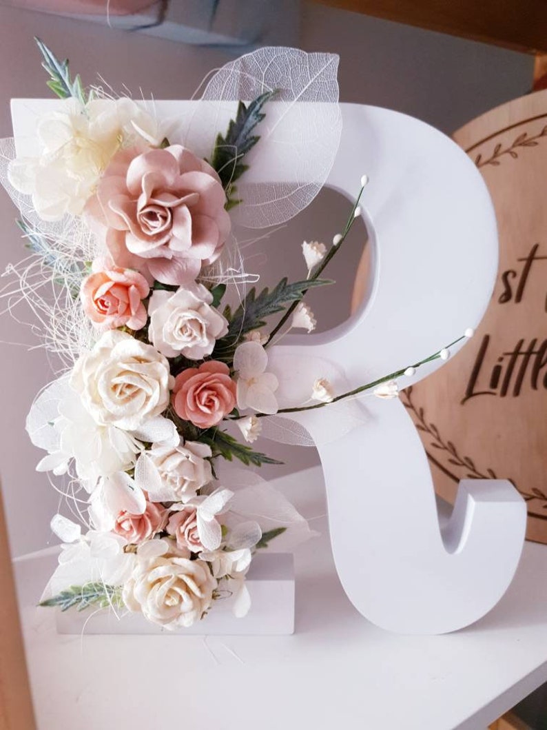 Floral wooden letters pretty girls room decoration large flower adorned alphabet letter stunning nursery decor vintage vibe