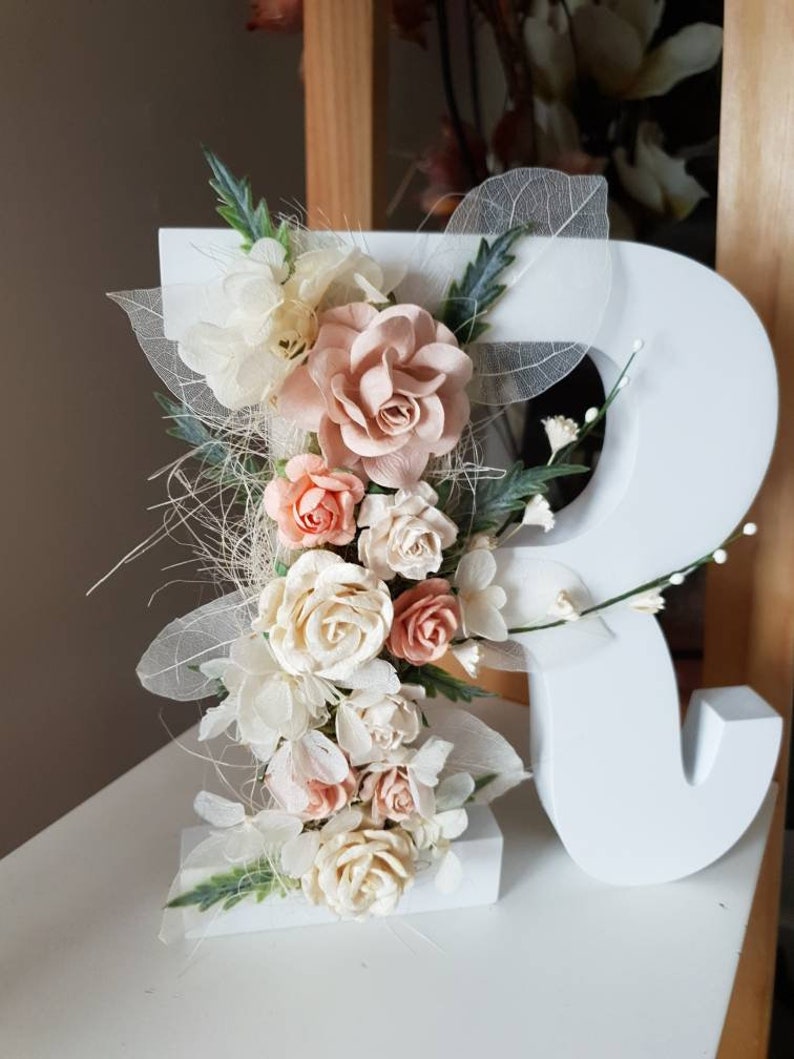 Floral wooden letters pretty girls room decoration large flower adorned alphabet letter stunning nursery decor vintage vibe