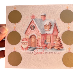 Défi Économies à gratter des Fêtes | Carte budgétaire de Noël en pain d'épice | Traqueur de billets plastifié 5 x 5 | Jeu d'argent réutilisable pour les fêtes