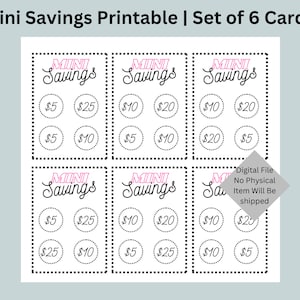 Tarjetas de Mini Ahorro Imprimibles Solamente / Desafío de Ahorro de Dinero / Desafío de Ahorro / Minimalista / Sistema de Efectivo / Presupuesto