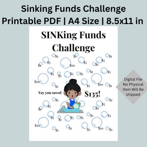 A4 Sinking Funds Challenge Sheet | Printable PDF | 8.5x11in | A4 Savings Tracker | Cash Envelope System