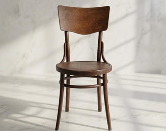 Antiker Thonet Stil Bentwood Stuhl / Vintage Esszimmerstuhl aus Holz / Rustikales Cafe Wohndekor Sammlerstück