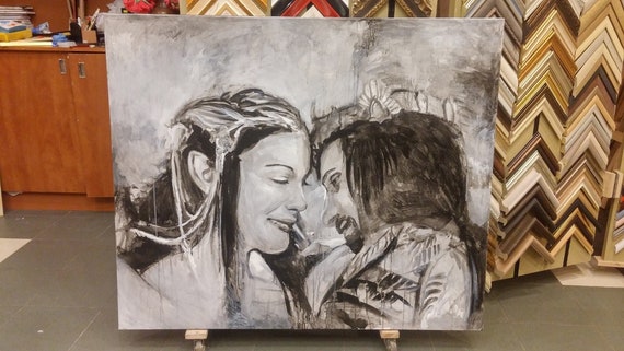 The Lord of the Rings, Arwen and Aragorn, The Return of the King, acrylic, painting, original paintings, modern art