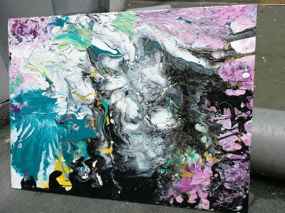 Abstract painting on canvas by Olga Jevsejeva. Abstract artwork, colorful wall decor