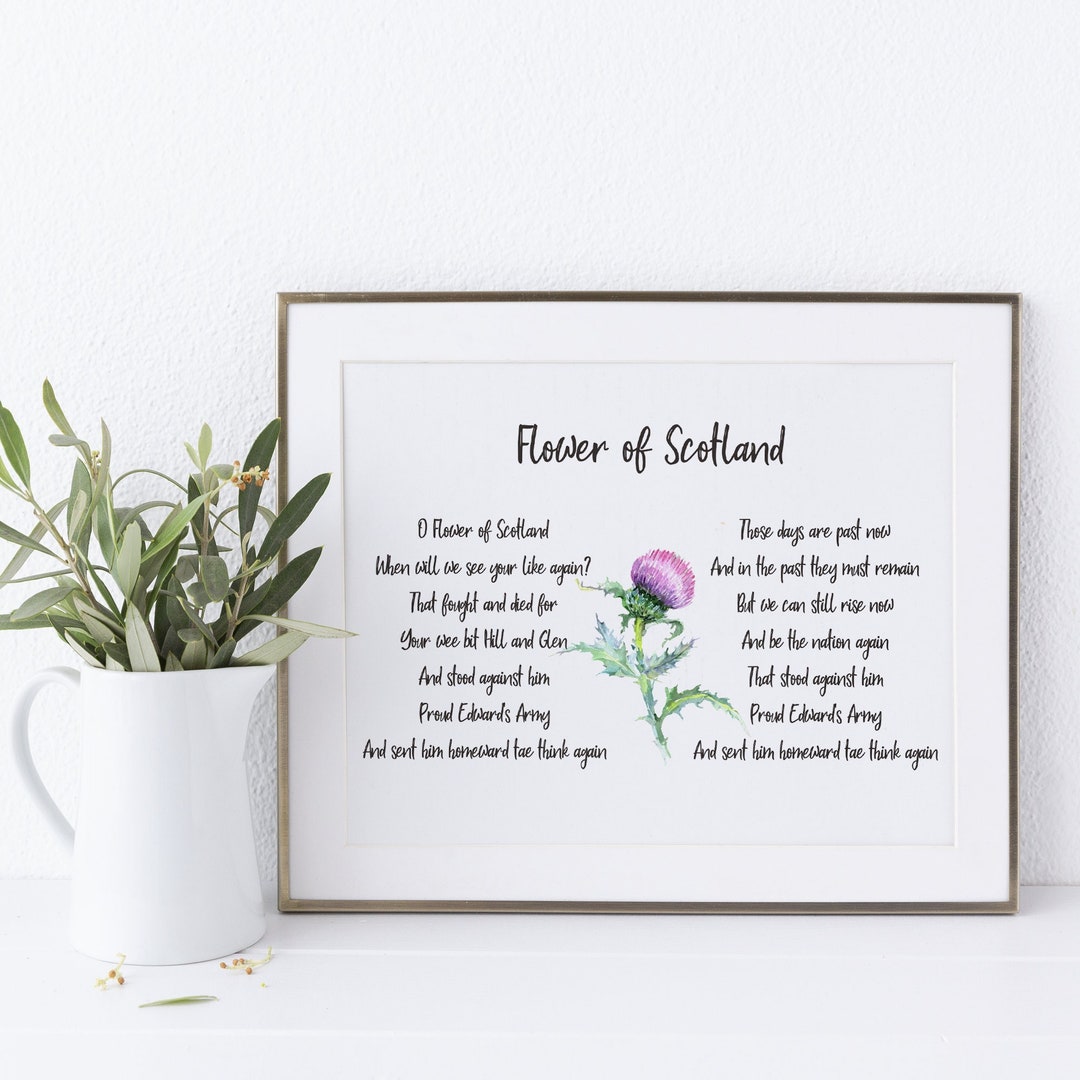 Scottish National Anthem Print Scottish Song Lyrics Flower Etsy UK