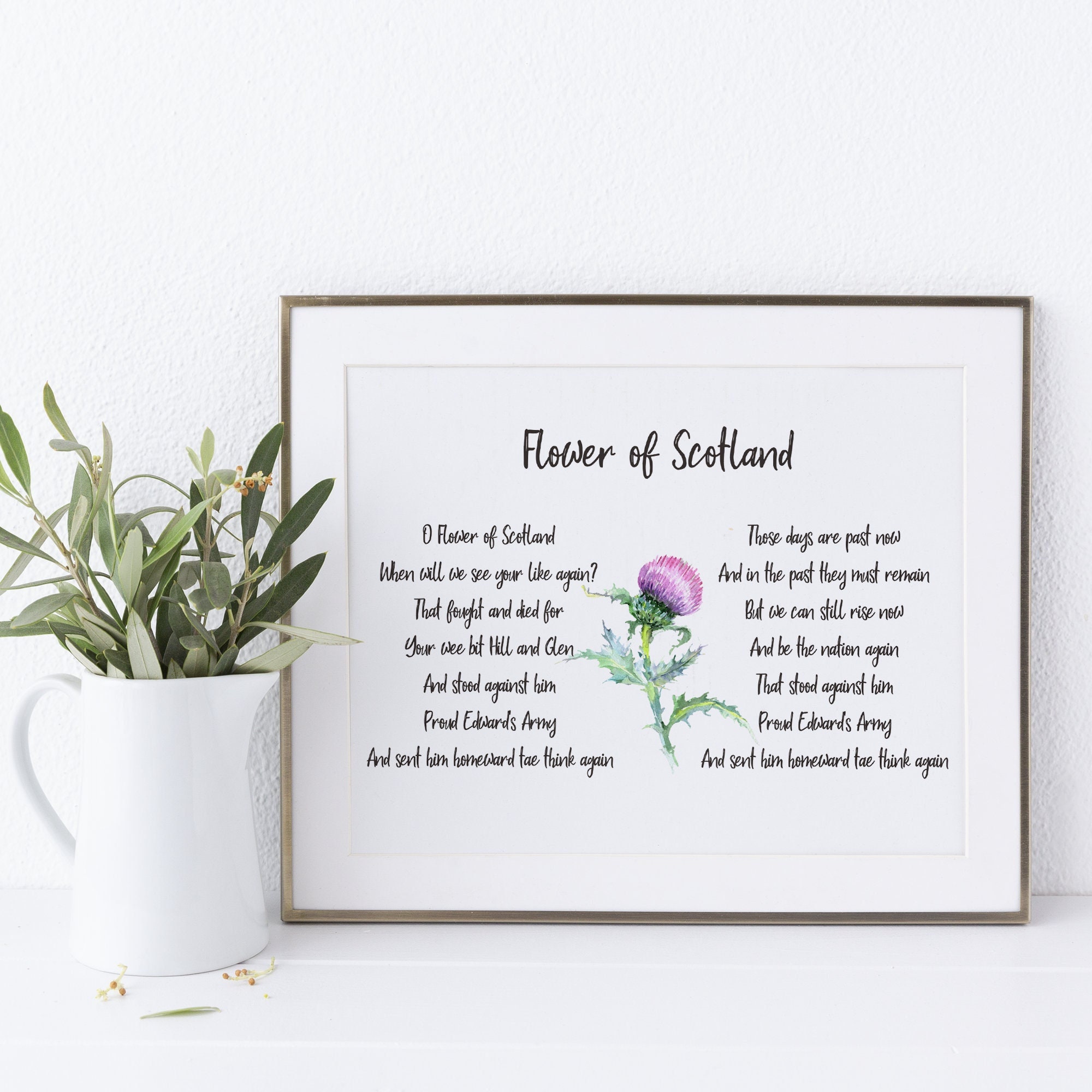 Scottish National Anthem Print Scottish Song Lyrics Flower Etsy Canada