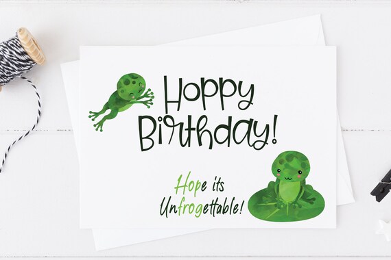 Hoppy Birthday Frog Pun Card Funny Frog Birthday Card Pun | Etsy