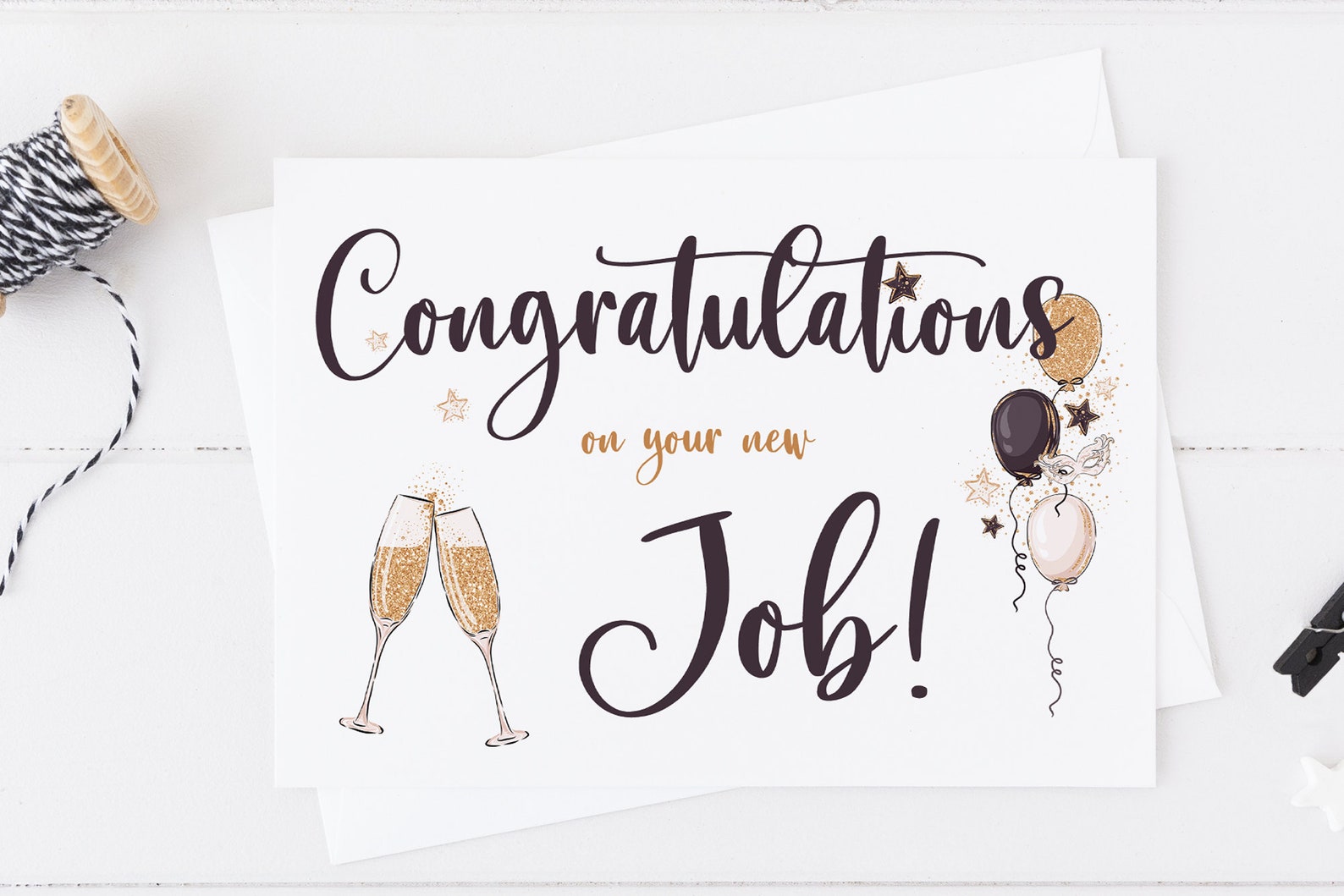 Congratulations On Your New Job Card Champagne New Job Etsy