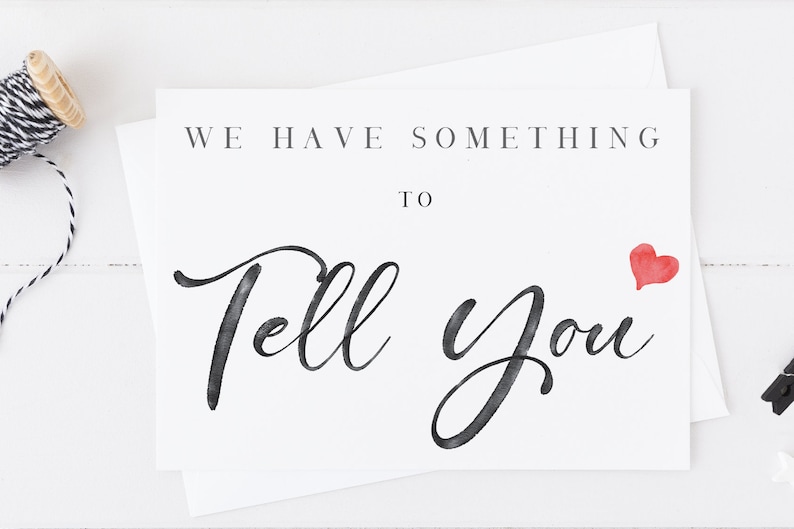 We Have Something to tell you We/'re Having a Baby Card You/'re Going To Be Grandparents Pregnancy Announcement Card We/'re Pregnant Card