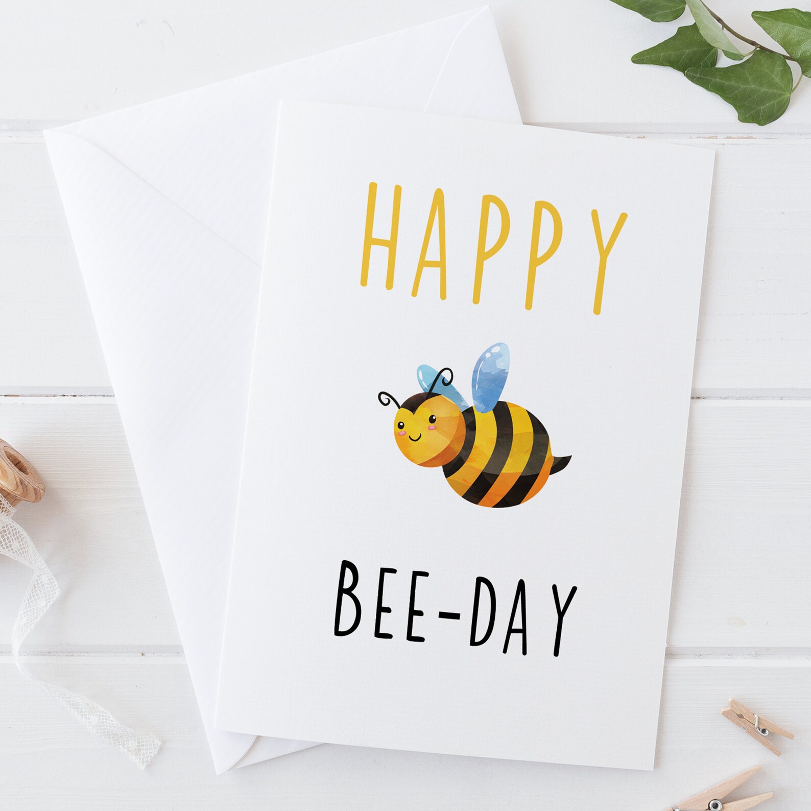Happy Bee Day Funny Birthday Card Pun Birthday Card Etsy