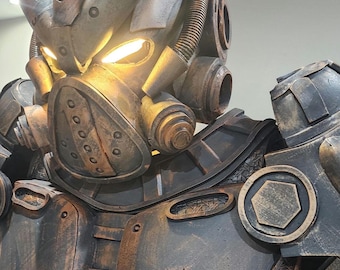 Fallout Enforcer Power Armor Cosplay Costume, EVA Foam Full Body Suit with LED Helmet