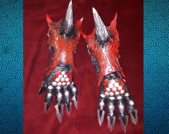 Devil Jin Gauntlets, Custom EVA Foam Cosplay Gloves, Hand-Painted Spiked Arm Guards