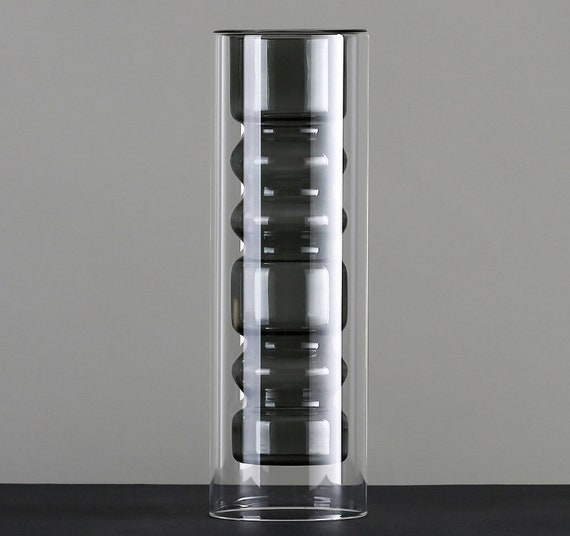 Flower Cylinder Vases Clear Glass Small Vase Black For Etsy