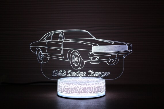 Dodge Charger 1968 3d Night Lamp Night Light Children Light 3d Illusion Gift For Him Kids Birthday Dodge Charger Decal Muscle Car