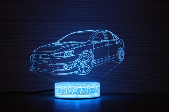 Mitsubishi Lancer Evolution 3d Night Lamp 3d Evo Night Light Children Home Decor 3d Illusion Led Lamp Gift For Him Gift Idea Birthday