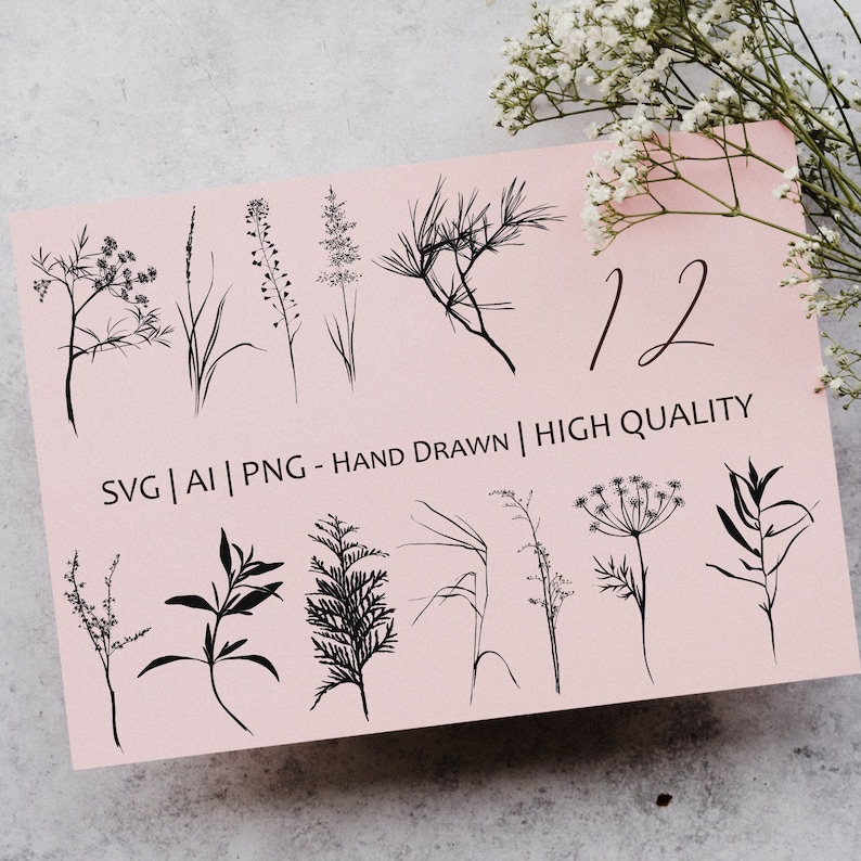 Plants, herbs and twigs, floral SVG cut files for cricut