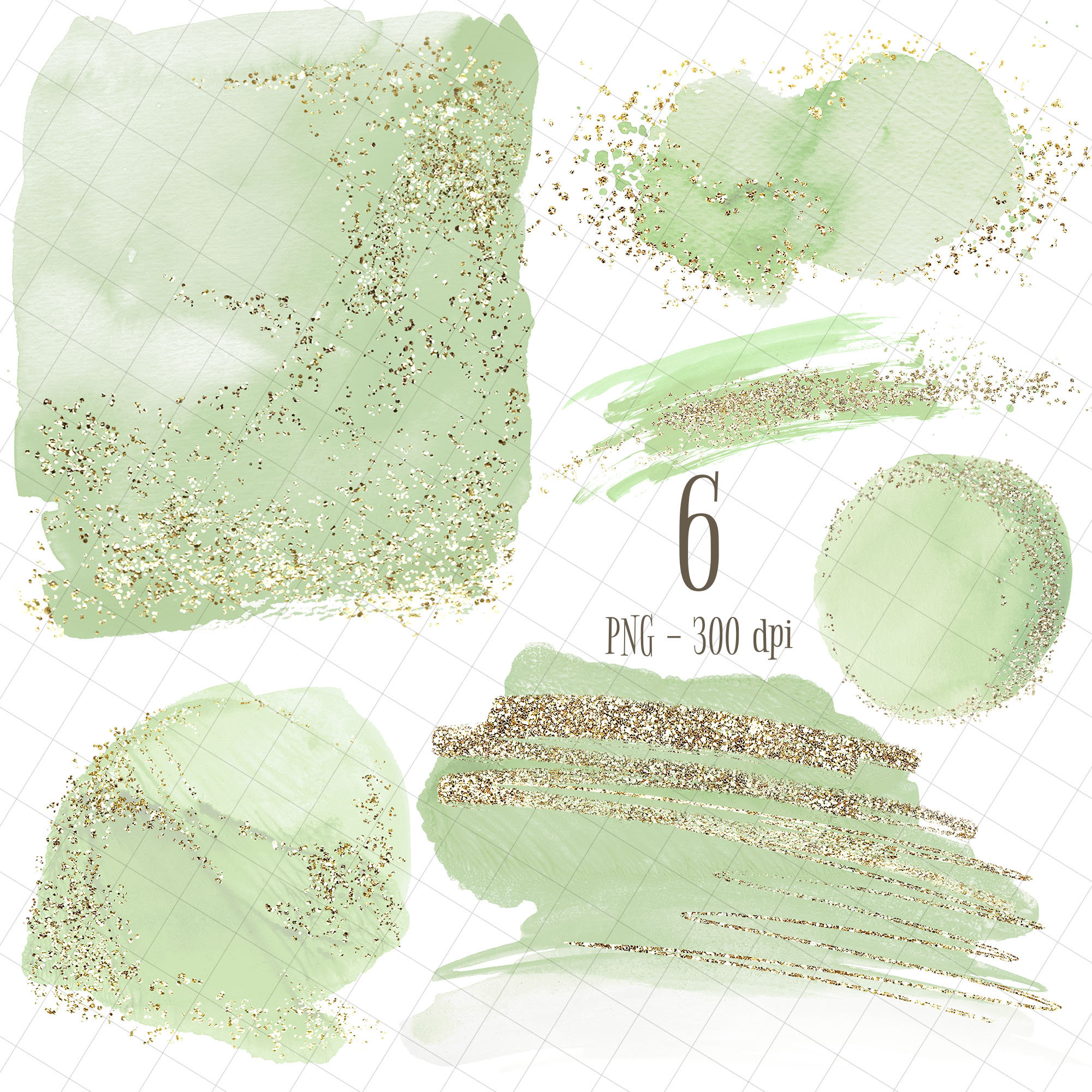 Sage Green With Gold Watercolor Splash and Brush Stroke Etsy UK