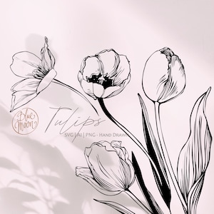 Tulpenblume, florale Grafik. Set von svg, ai und png Clipart-Dateien, digitaler Download