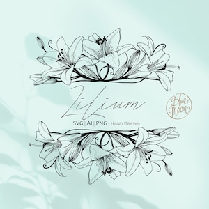 Lilie Blume, dekorativer floraler grafischer Rahmen. Svg, ai und png Clipart Dateien, digitaler Download