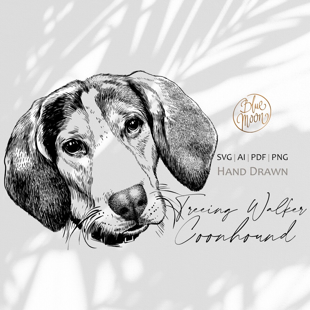 Treeing Walker Coonhound Dog Vector Graphics Printable - Etsy