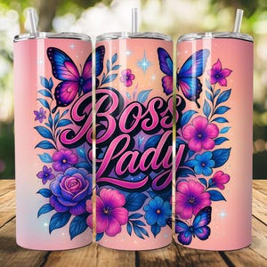 Boss Lady Rainbow Tumbler Wrap, 20 Unzen Skinny Tumbler Designs | Sublimationsvorlagen | 20 Unzen Becher PNG | Nur digitaler Download