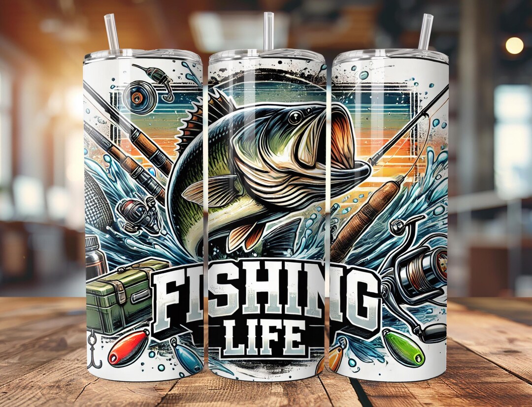 Fishing Life Tumbler Wrap, Fisherman 20oz Skinny Tumbler Sublimation ...