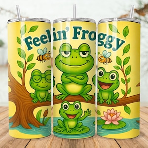 Rana 20oz Tumbler png Wrap 20 oz PNG JPG sublimazione e DTF Design sarcastico png Tumbler wrap png Divertente rana rana clipart png design