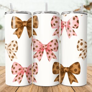 Coquette Tumbler Wrap /Coquette Sublimatie / 20 oz Skinny Tumbler Design, 3D Coquette PNG roze strikken / Plaid Coquette / Girly Ribbon Esthetisch