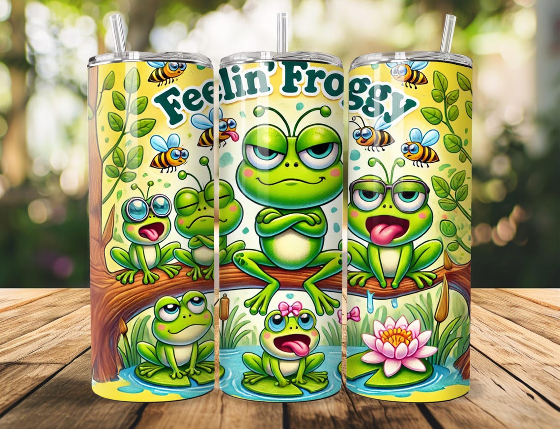 Frog 20oz Tumbler Png Wrap 20 Oz PNG JPG Sublimation and DTF Design ...