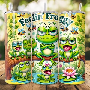 Rana 20oz Tumbler png Wrap 20 oz PNG JPG sublimazione e DTF Design sarcastico png Tumbler wrap png Divertente rana rana clipart jpg png design
